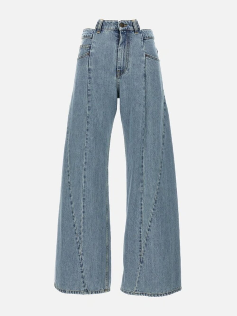Maison Margiela Denim Cut-Out Waistband Wide-Leg Jeans